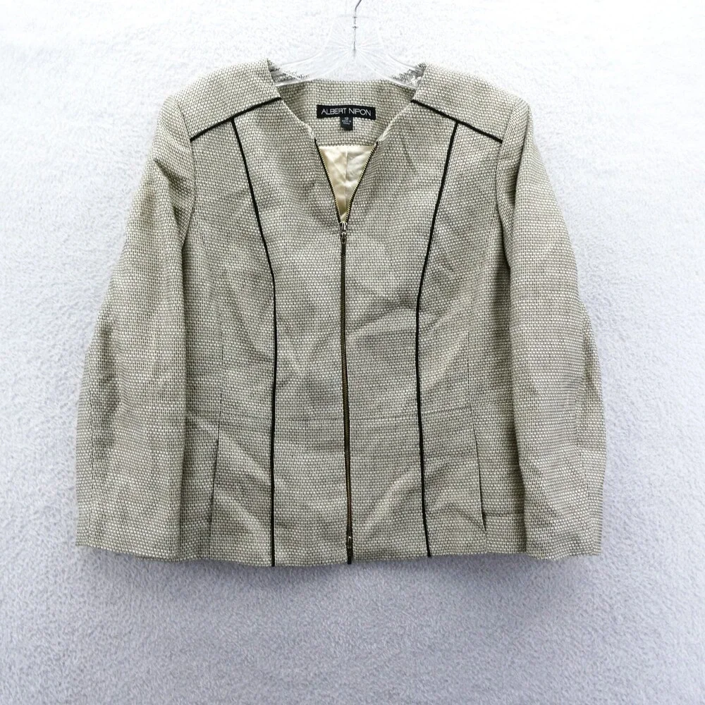 Albert Nipon Womens Size‎ 12 Full Zip Suit Jacket Long Sleeve Professional Work
